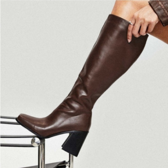 Princess Polly Chocolate Heeled Boots - Picture 1 of 5